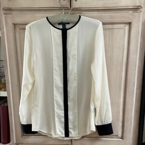 Lauren Ralph Lauren Blouse with Black Trim sz S